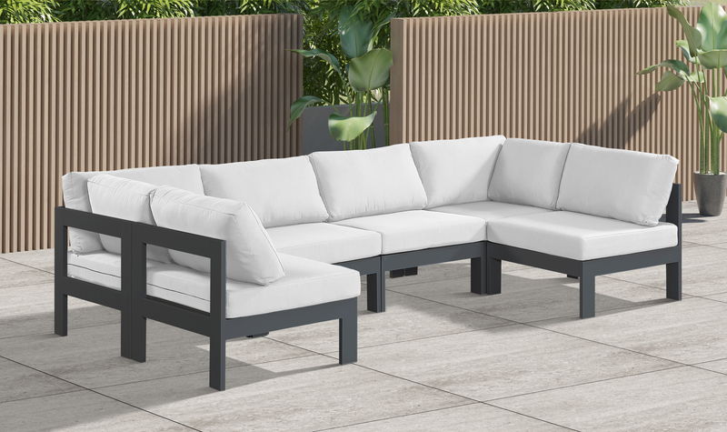 Nizuc - Outdoor Patio 6 Piece Modular Sectional With Gray Frame