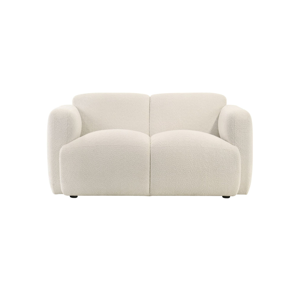 Sierra - Boucle Fabric Loveseat With Rounded Arms - Ivory