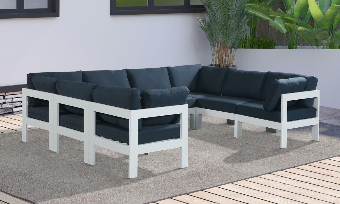 Nizuc - Outdoor Patio 8 Piece Modular Sectional With White Frame