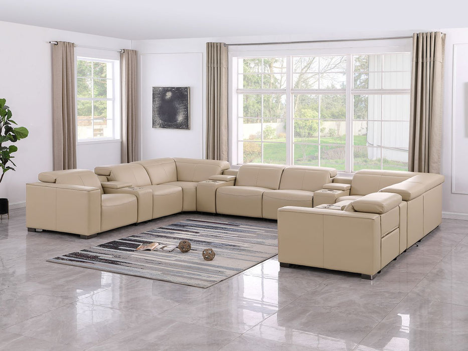 1208 - 12 Piece U Shaped Leather Sectional With 4 Power Recliners & Power Headrest