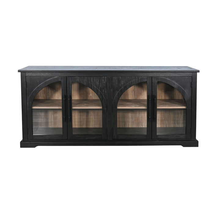 Elena - Modern Wood Display Cabinet With Arched Glass Doors