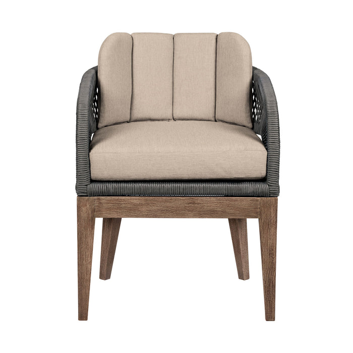 Orbit - Outdoor Patio Dining Chair - Weathered Eucalyptus / Taupe