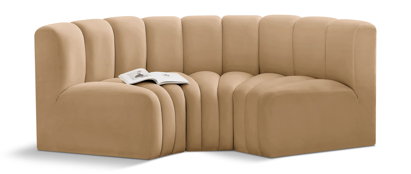 Arc - Velvet 3 Piece Modular U-Shaped Sofa