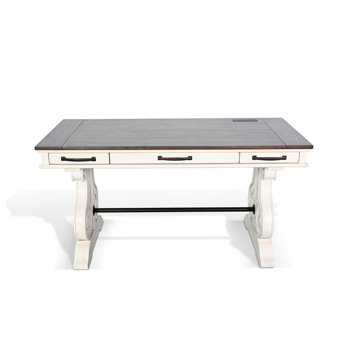 Pasadena - Desk With Power Strip - Buckskin / Marble White