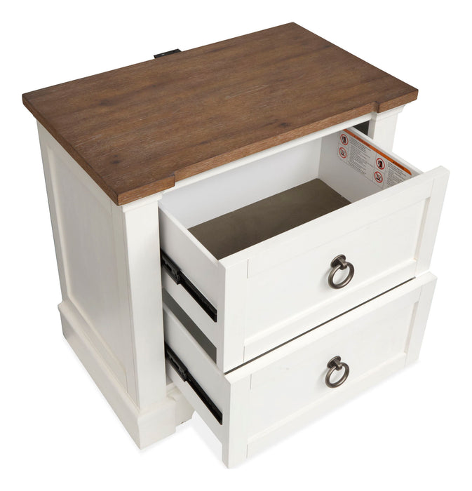 Kingston - Drawer Nightstand - Whisper White And Cerused Nutmeg