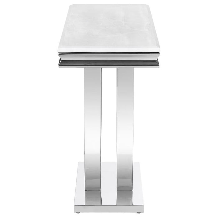 Kerwin - U-Base Rectangle Sofa Table - White And Chrome