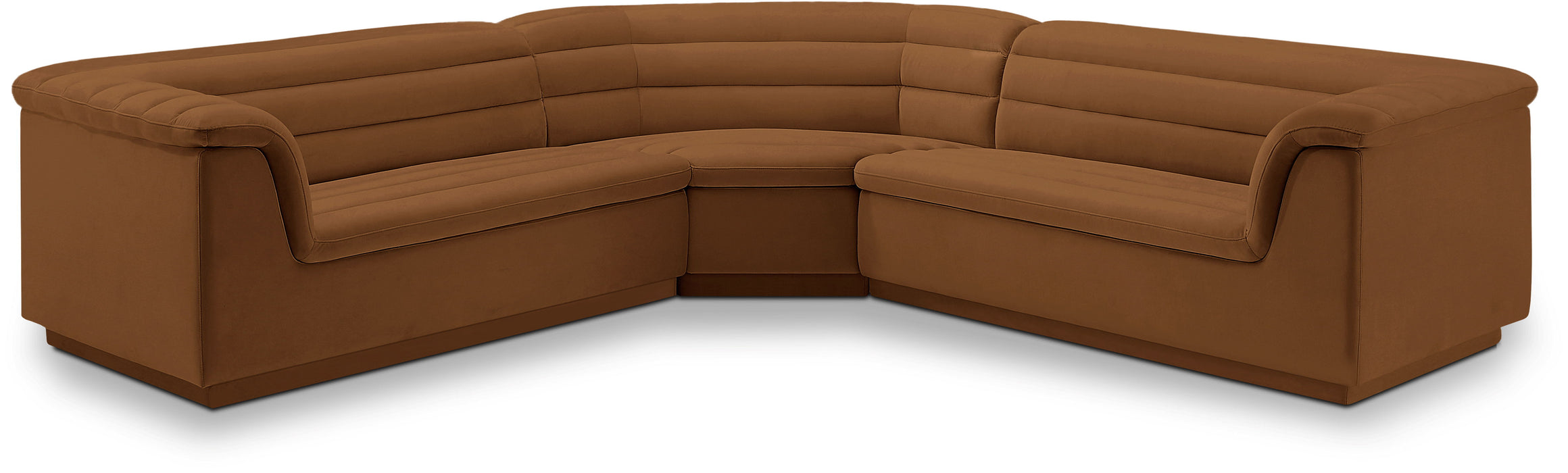 Cascade - Velvet Modular Sectional - Saddle