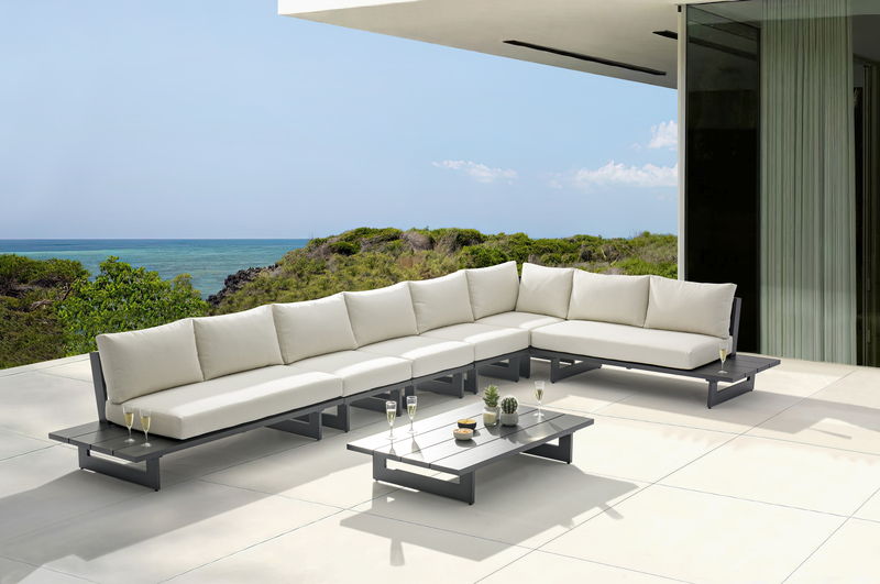 Maldives - 6 Piece Water Resistant Outdoor Patio Modular Sectional With Gray Base