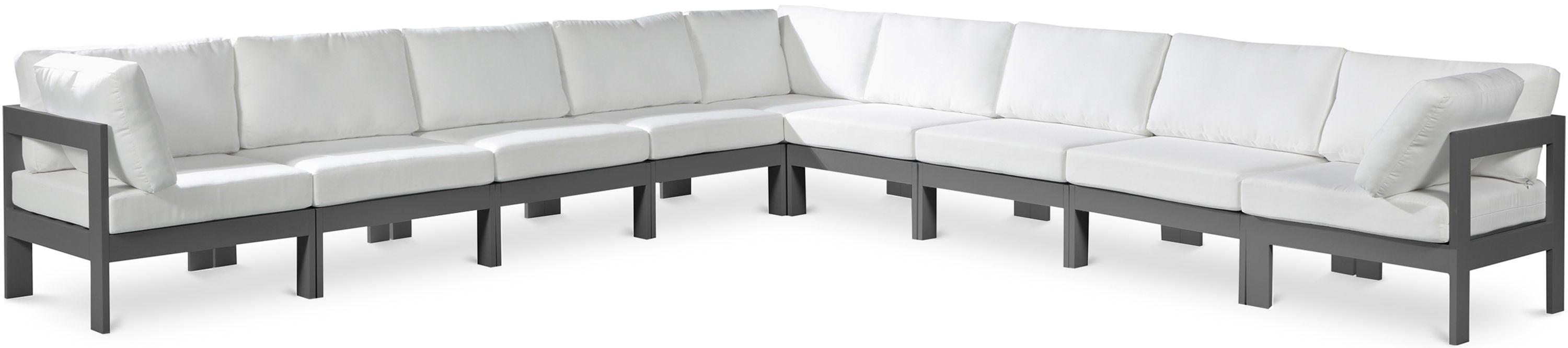 Nizuc - Outdoor Patio 9 Piece Modular Sectional With Gray Frame