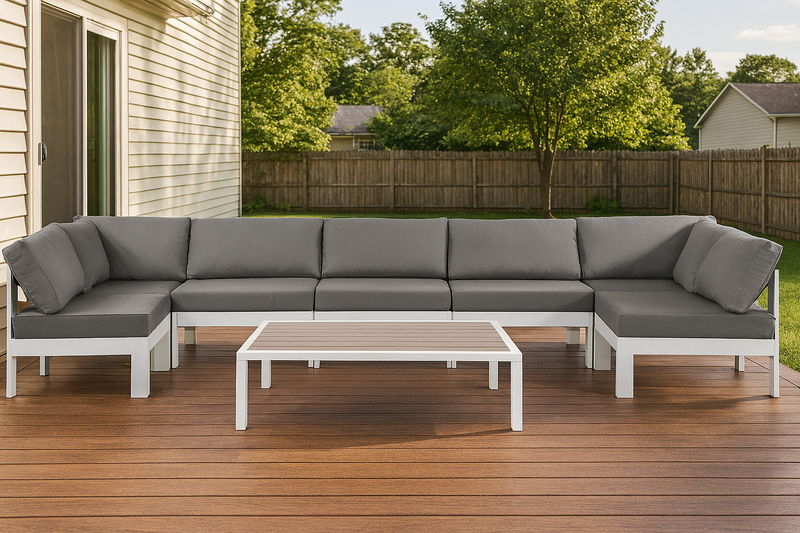 Nizuc - Outdoor Patio 7 Piece Modular Sectional With White Frame