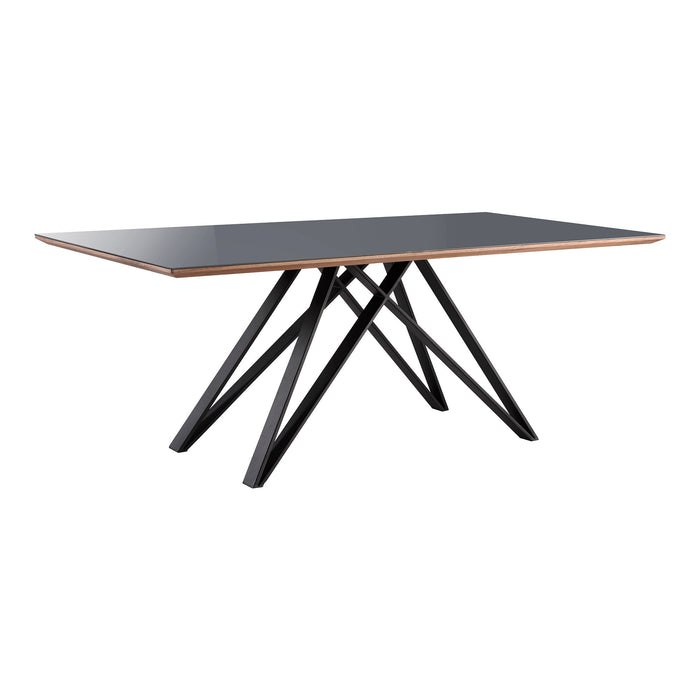 Urbino - Mid-Century Dining Table Glass Top - Matte Black / Dark Gray
