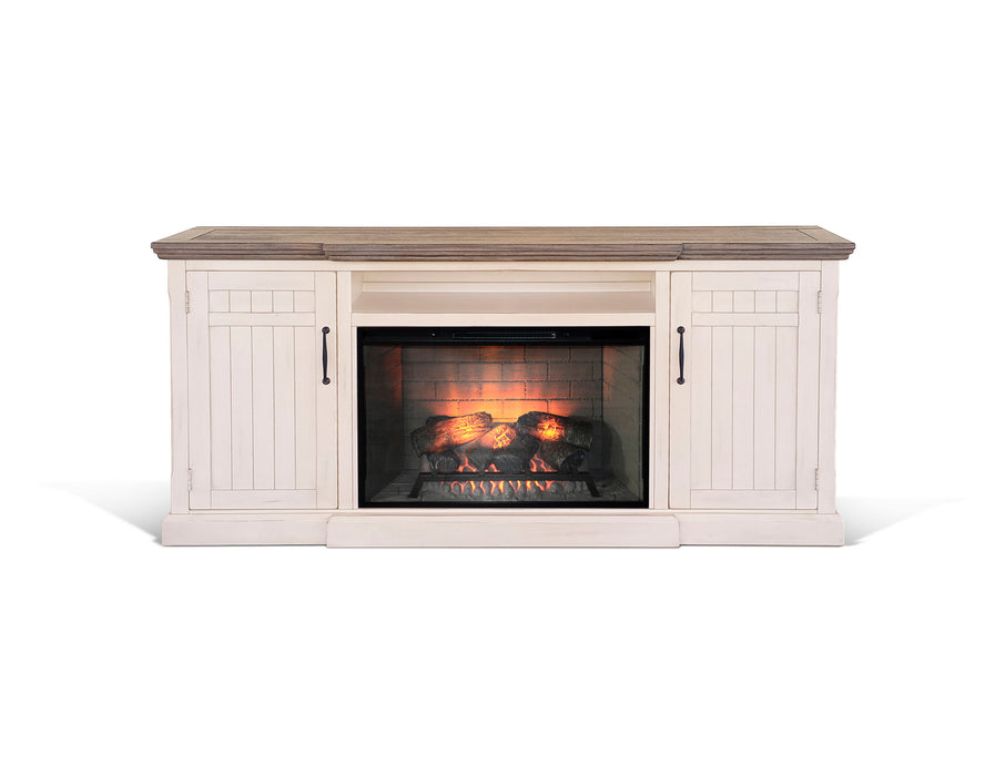 Pasadena - TV Console With Fireplace Option - Buckskin / Marble White