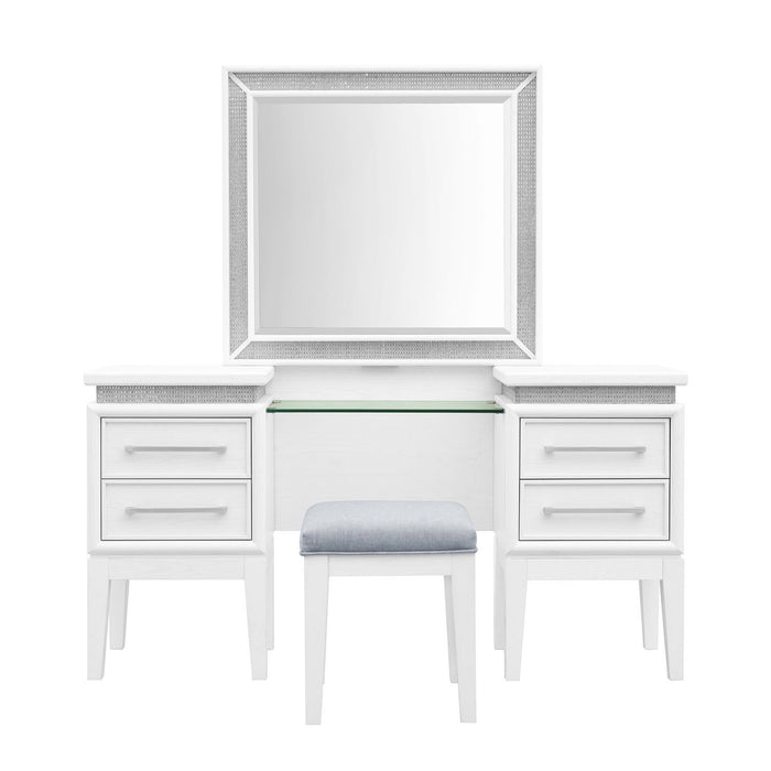 Reflections - 3 Piece Vanity Set - Pearl White & Rhinestone