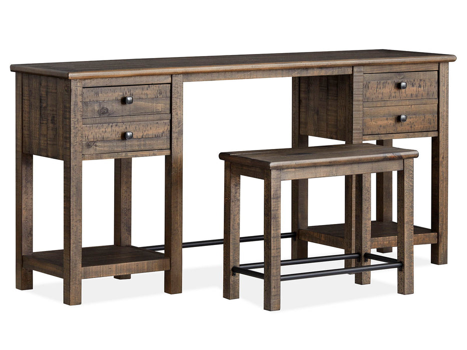 Smithton - Rectangular Sofa Table With 1 Stool - Homestead Brown