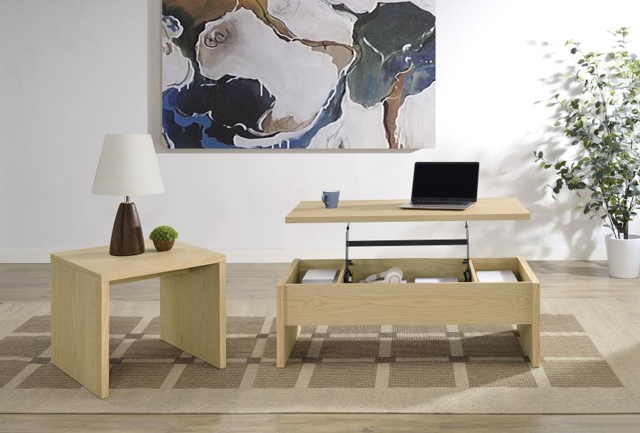Canoga - Lift Top Cocktail Coffee Table Set - Light Oak