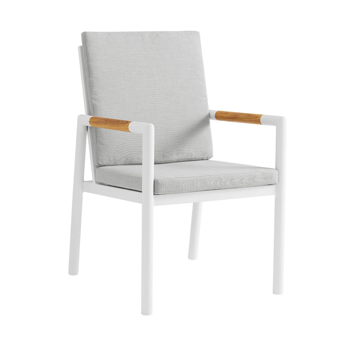 Crown - Outdoor Dining Chair With Light Gray (Set of 2) - White / Teak