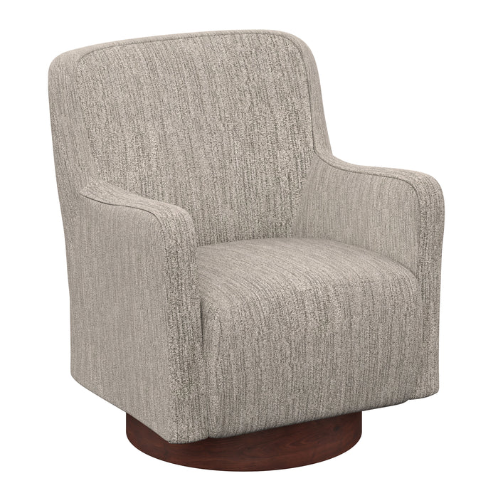 Clara - Swivel Chair With Wood Base - Speckled Tan