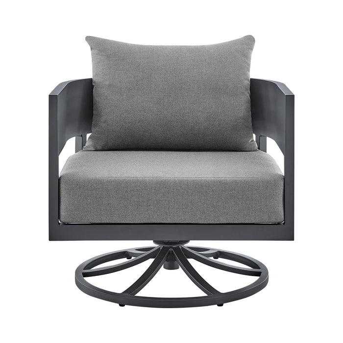 Menorca - 3 Piece Patio Outdoor Swivel Seating Set With Cushions - Dark Gray
