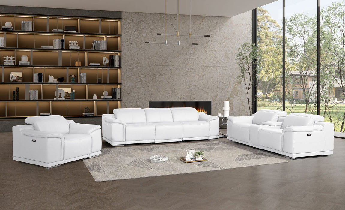 2679 - Power Reclining Sofa, Console Loveseat & Chair Set In Genuine Leather (6 Recliners)