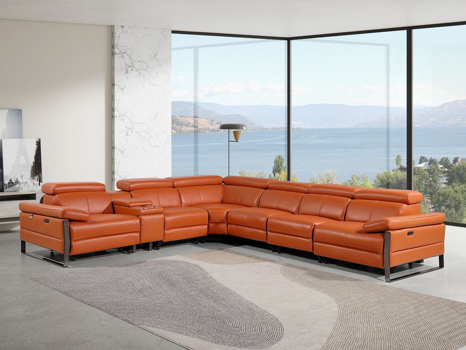 1246 - 7-Piece L-Shaped Modular Power Reclining Sectional With 4 Power Recliners And Power Headrests