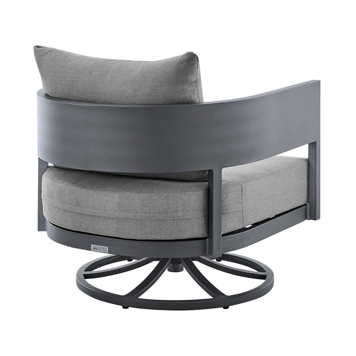 Menorca - 3 Piece Patio Outdoor Swivel Seating Set With Cushions - Dark Gray