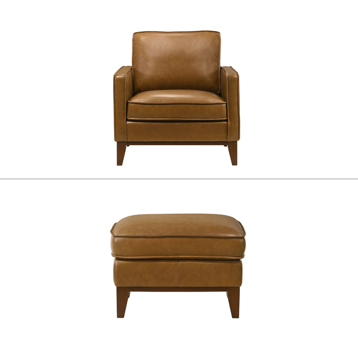 Caspar - Chair & Ottoman - Caramel