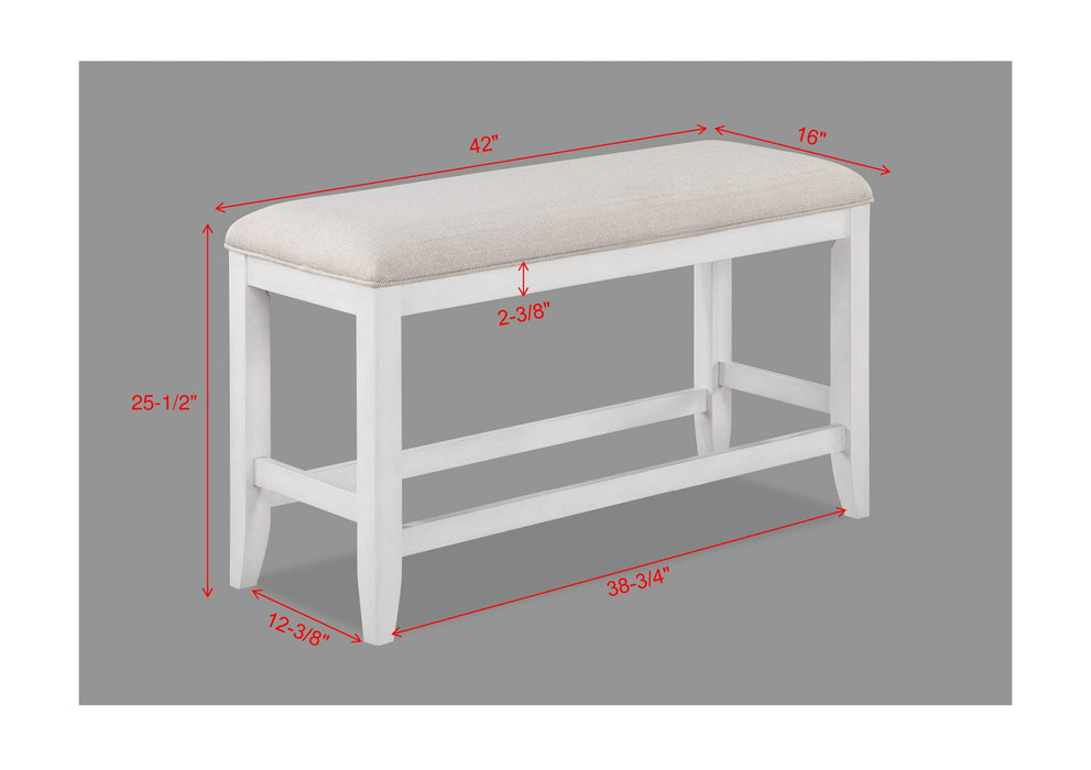 Wendy - Counter Height Bench - White / Beige