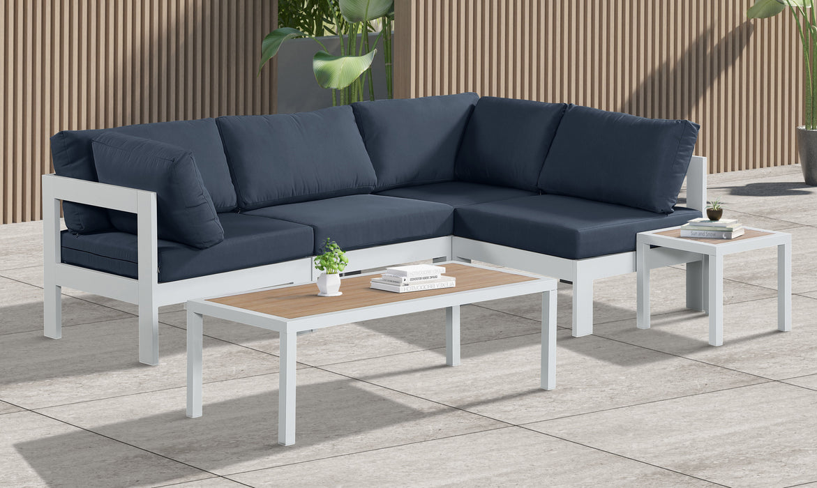 Nizuc - Outdoor Patio 4 Piece Modular Sectional With White Frame
