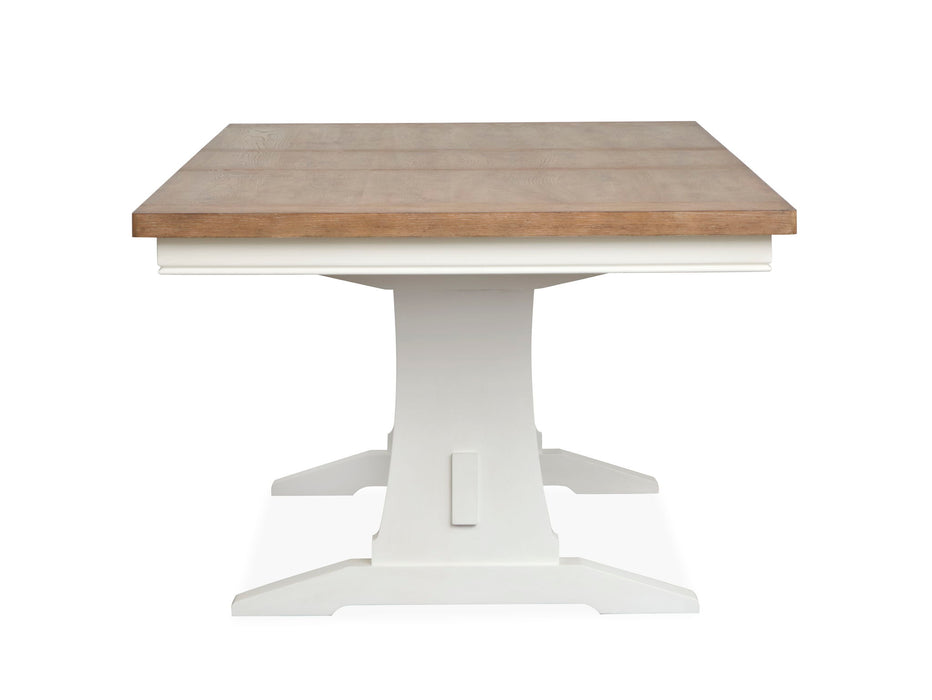 Kingston - Extendable Trestle Dining Table - Whisper White And Cerused Nutmeg