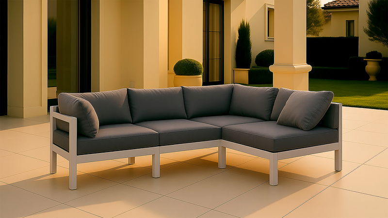 Nizuc - Outdoor Patio 4 Piece Modular Sectional With White Frame