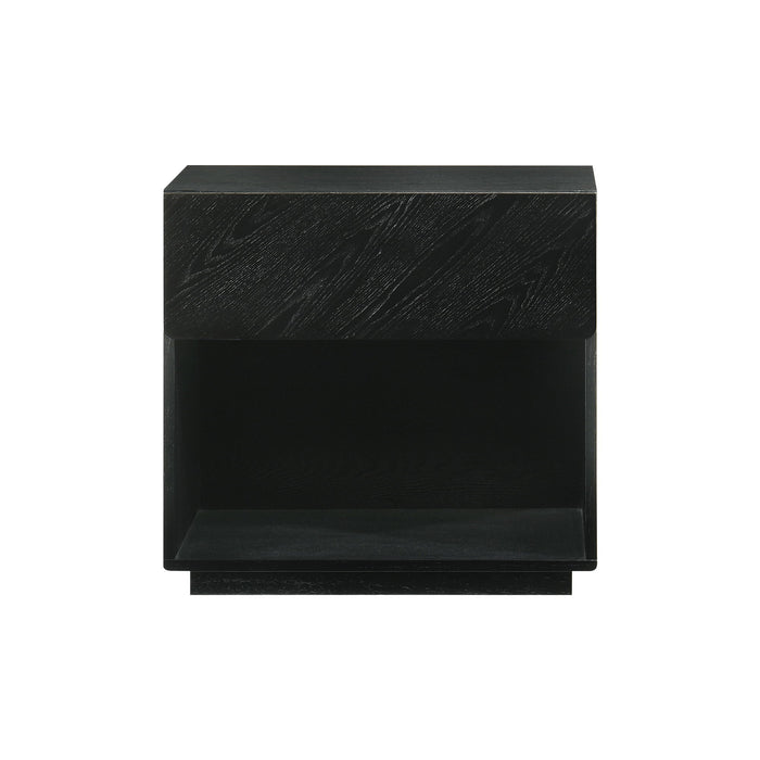 Petra - 1 Drawer Wood Nightstand - Black