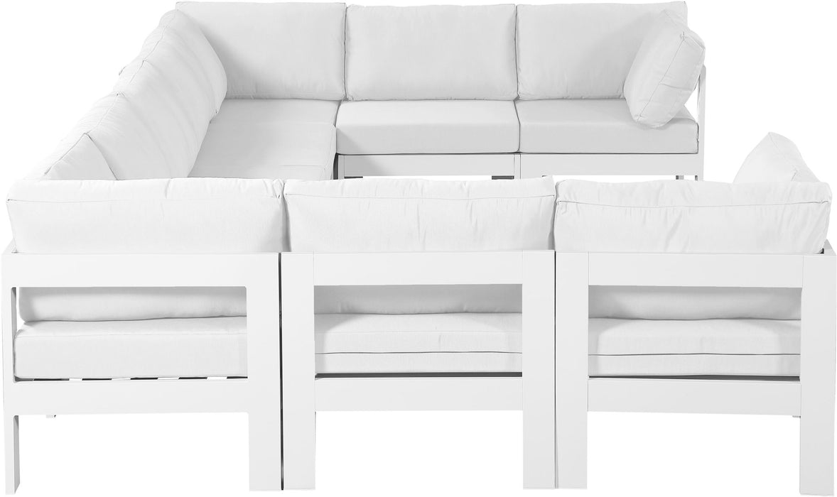 Nizuc - Outdoor Patio 9 Piece Modular Sectional With White Frame
