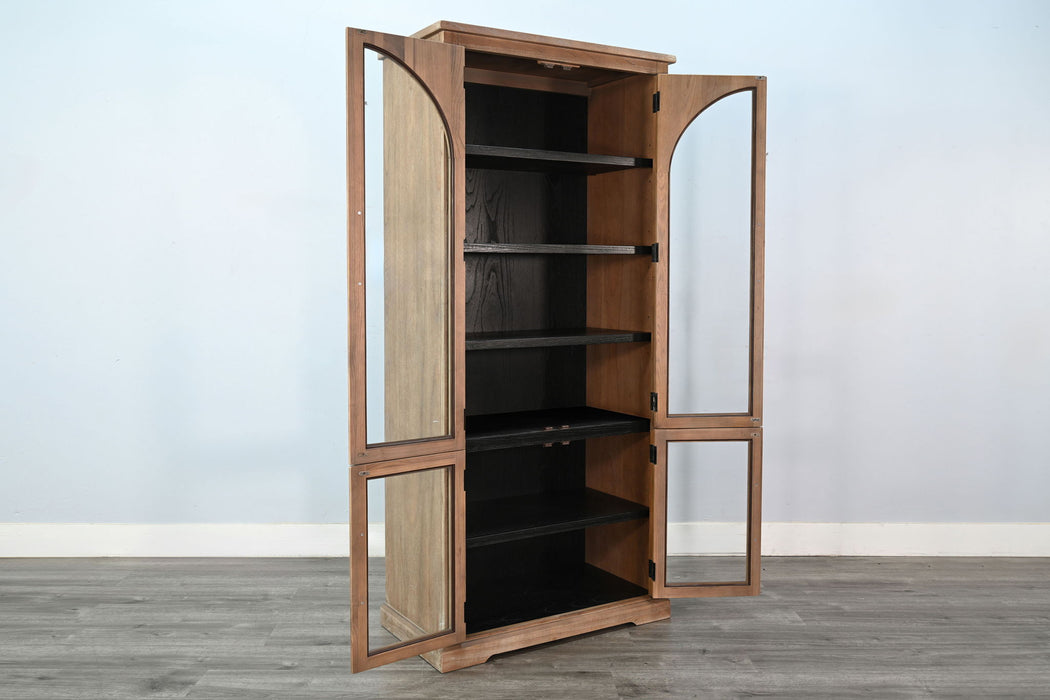Elena - Tall Wood Cabinet With Arched Glass Doors