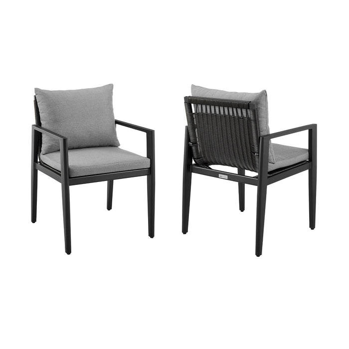 Cayman - Outdoor Patio Dining Chairs With Arms And Cushions (Set of 2) - Gray