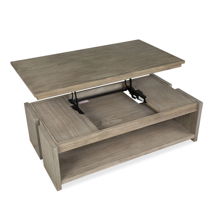 Conrad - Rectangular Lift Top Storage Cocktail Table With Casters - Stone Harbor Grey
