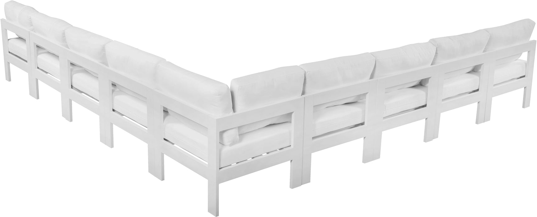 Nizuc - Outdoor Patio 9 Piece Modular Sectional With White Frame