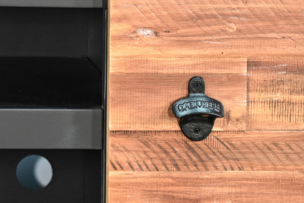 78" Media Console With Electric Fireplace - Black Magic / Rustic Acacia