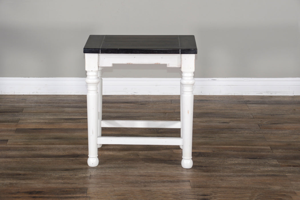 Carriage House - Stool Wih Wood Seat - Cottage White / Europen Dark