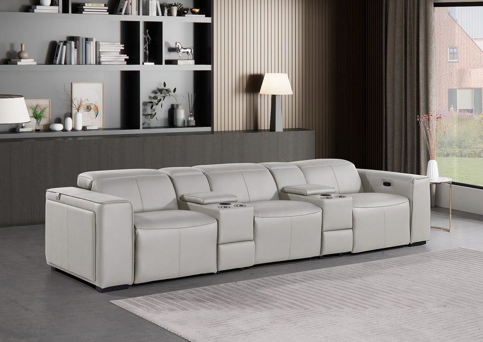 1224 - 5-Piece Modular Power Reclining Sofa In With 3 Power Recliners & Power Headrests