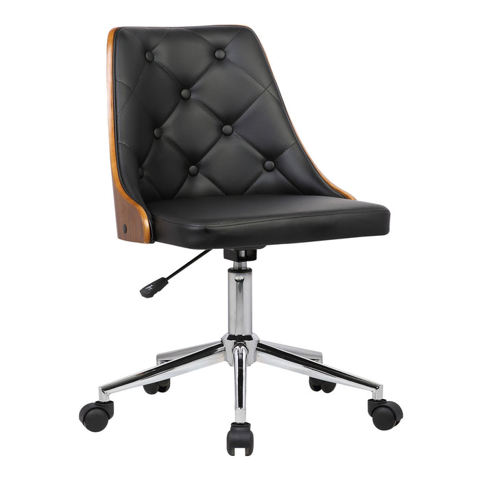 Diamond - Mid-Century Office Chair Veneer Back - Chrome / Black