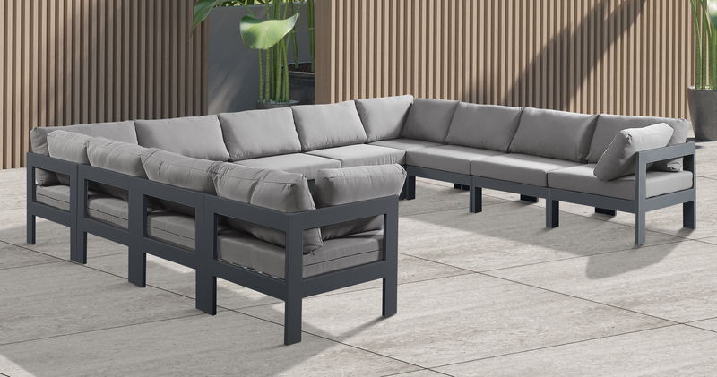 Nizuc - Outdoor Patio 11 Piece Modular Sectional With Gray Frame