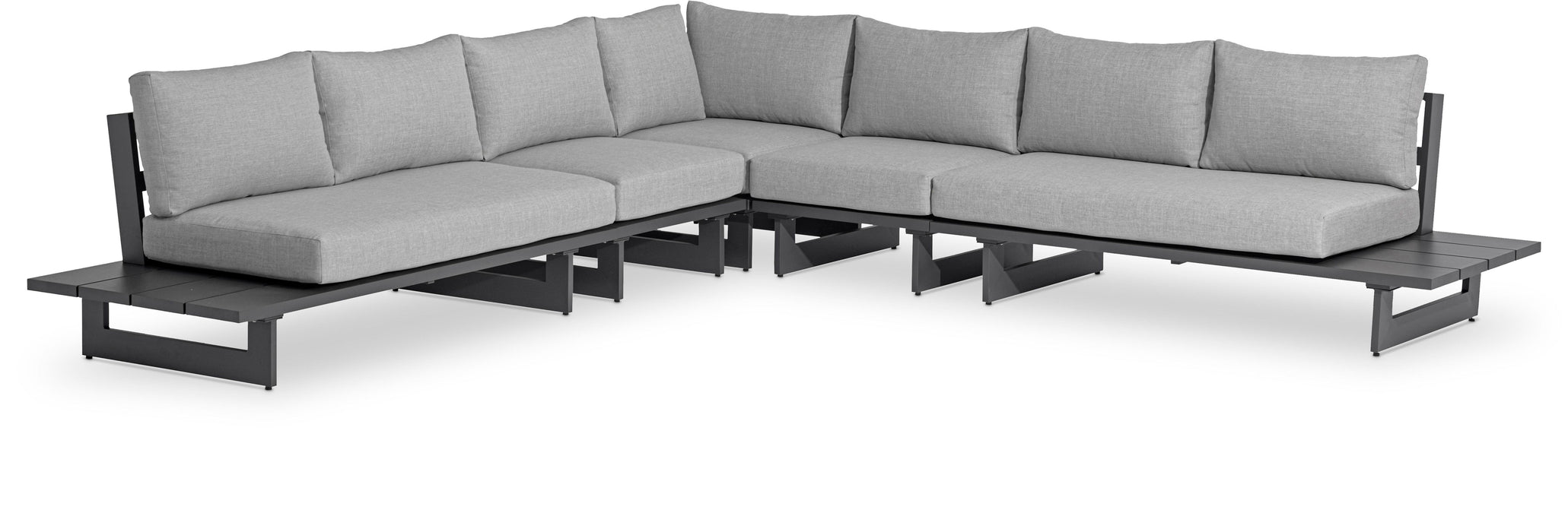 Maldives - 5 Piece Water Resistant Outdoor Patio Modular Sectional With Gray Base