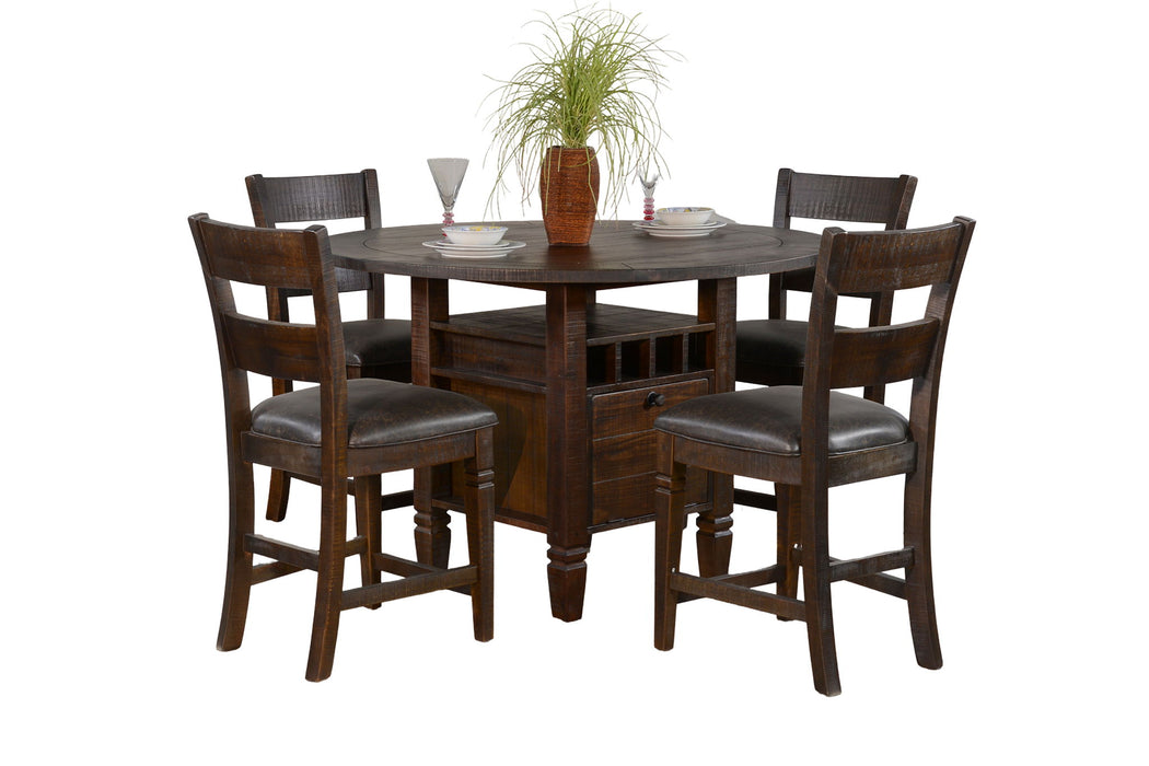 Homestead - Round Counter Height 5 Piece Side Chair Dining Set - Tobacco Leaf