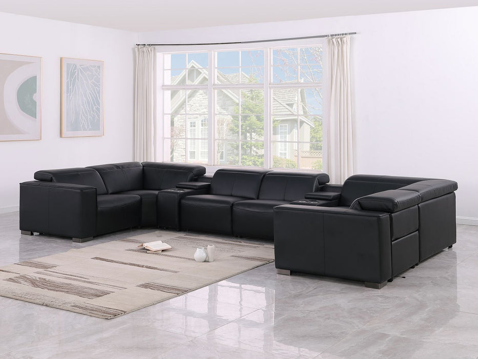 1208 - 8 Piece Modular Leather Sectional With 2 Power Recliners & Power Headrests