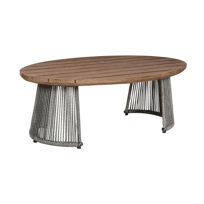 Benicia - Outdoor Patio Oval Coffee Table - Weathered Eucalyptus / Gray