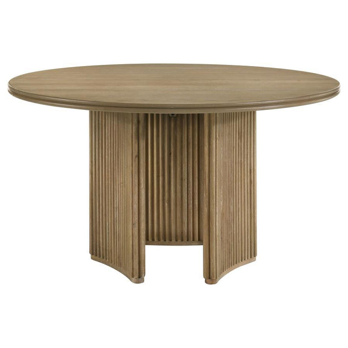 Adina - 53" Round Wood Dining Table - Distressed Light Brown
