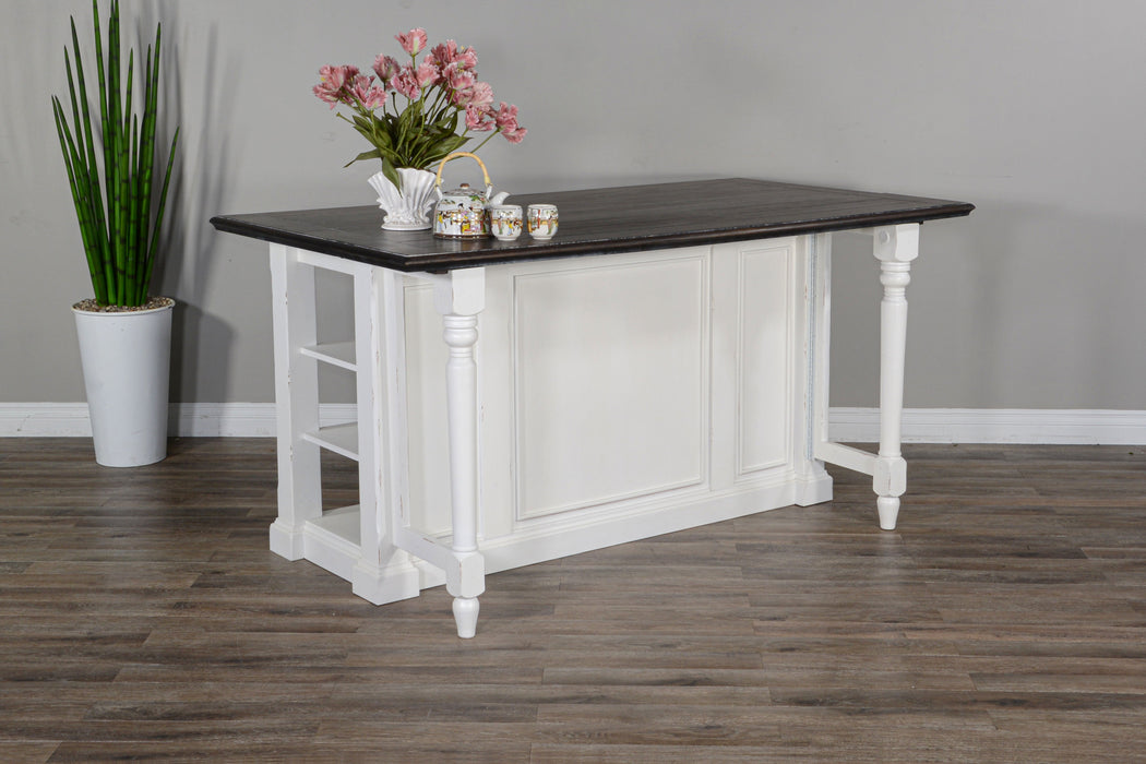 Carriage House - Kitchen Island, 13" Drop Leaf - Cottage White / Europen Dark