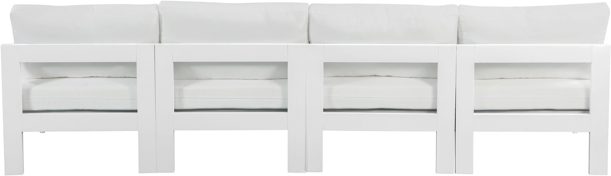 Nizuc - Outdoor Patio 4 Seat Armless Modular Sofa With White Frame