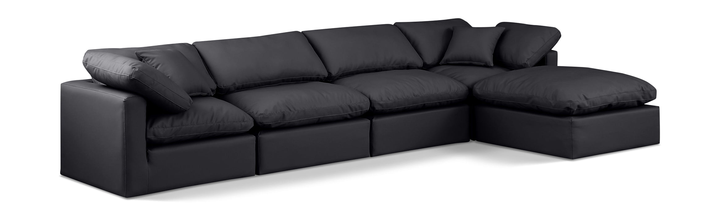 Indulge - Faux Leather 5 Piece Modular Sectional With Chaise