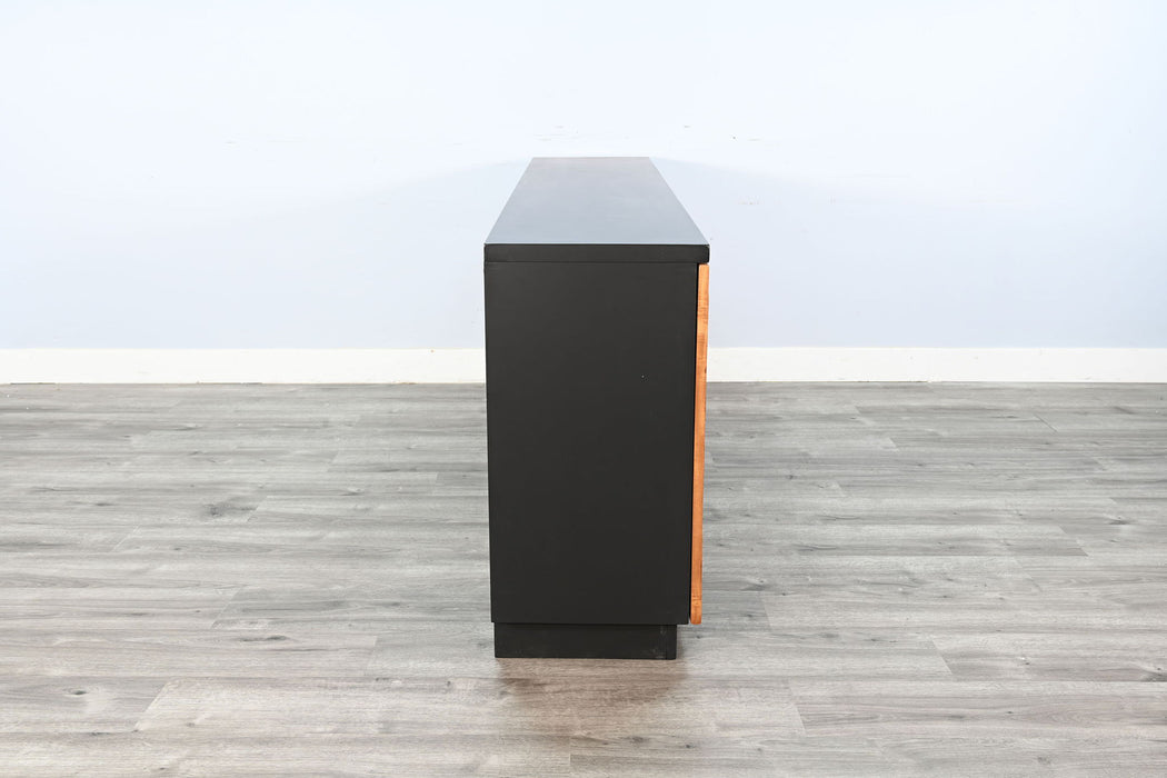 78" Media Console With Electric Fireplace - Black Magic / Rustic Acacia